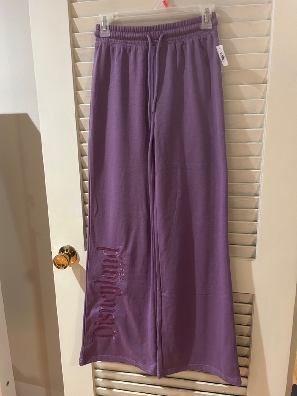 Disneyland Wide-Leg Purple Lounge Pants with Embossed Logo